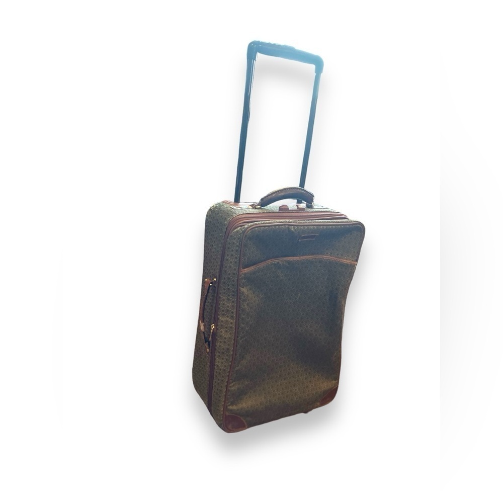 Hartmann Green Diamond Jacquard Fabric & Leather Wheel On Roller Bag 21”